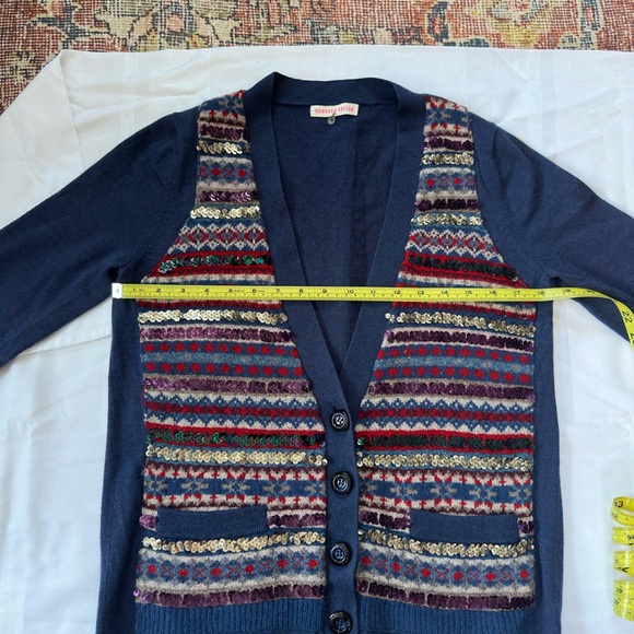 Sequined front merino wool cardigan. - Picture 5 of 15